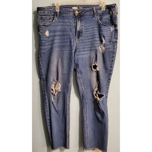 Old Navy Rockstar Super Skinny Mid Rise Womens 16 Distressed Raw Hem Ankle Jeans